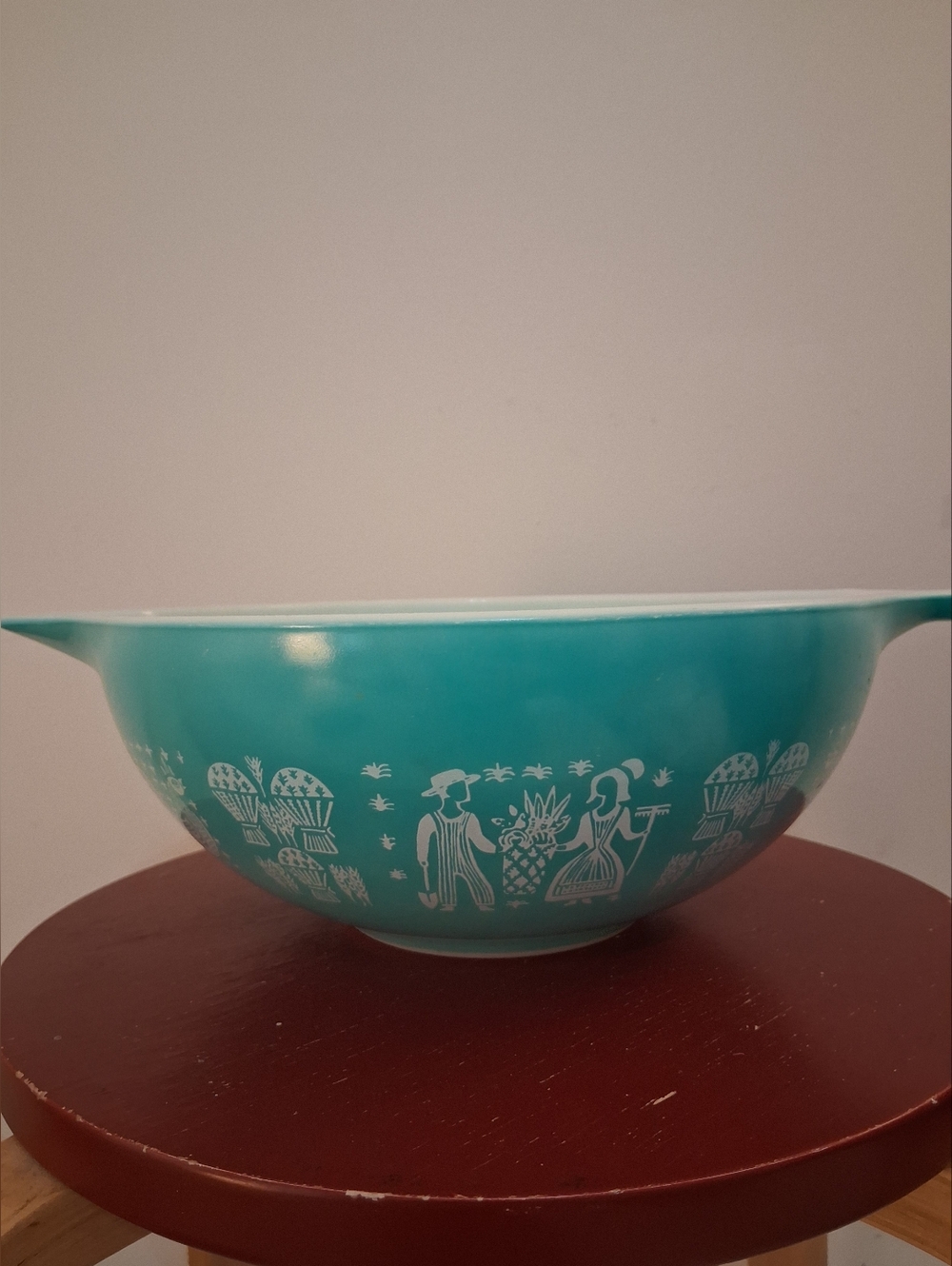 Vintage 1950's PYREX Princess Series  Turquoise Amish Butterprint Bowl